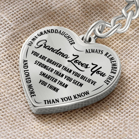 To My Granddaughter, Always Remember That Grandma Loves You - Heart Keychain