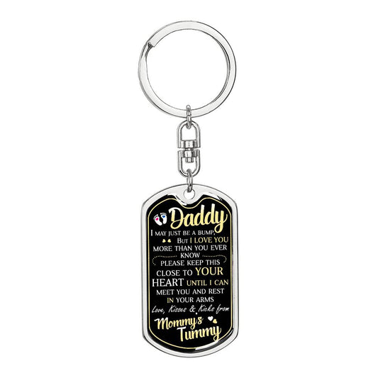 To My Daddy, Love From Mommy’s Tummy - Dog Tag Keychain