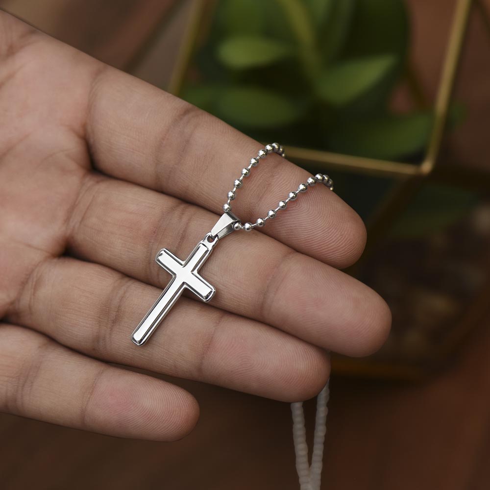 To My Son, This Old Lion Will Always Have Your Back - Cross Necklace